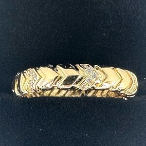 Gold Tone Chevron Style Gold CZ Stacking Ring
